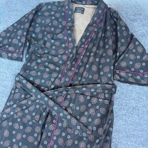 Vintage 70's Botany 500 Men's Robe Pajamas Lounge Wear Dark Gray Pattern One Sz